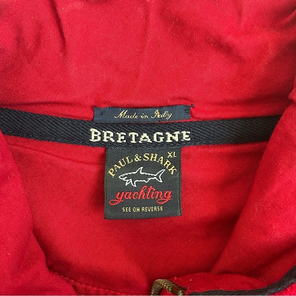 Paul & Shark Yachting Bretagne Red 100% Wool Quarter Zip Sweater Italy Mens XL - Picture 4 of 8